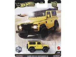 Land Rover Defender 90 Yellow with Black Top "HW Off Road" Series Diecast Model Car by Hot Wheels