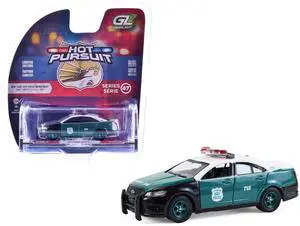 2014 Ford Taurus "NYPD Vintage Tribute Livery" Green and Black with White 1/64 Diecast Model Car by Greenlight