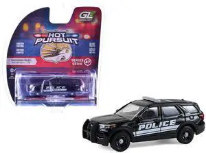2023 Ford Police Interceptor Utility "Whitestown Police Dept., Whitestown, IN" Black 1/64 Diecast Model Car by Greenlight