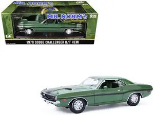 1970 Dodge Challenger R/T Hemi F8 Green with Black and Green Interior 1/18 Diecast Model Car by Greenlight