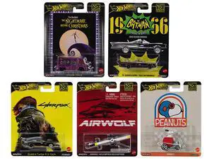 "Pop Culture 2025" 5 piece Set M "Premium Series" Diecast Model Cars by Hot Wheels