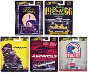 "Pop Culture 2025" 5 piece Set M "Premium Series" Diecast Model Cars by Hot Wheels