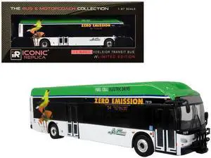 New Flyer Xcelsior XHE40 Transit Bus "AC Transit" White and Green with Graphics 1/87 (HO) Scale Diecast Model by Iconic Replicas