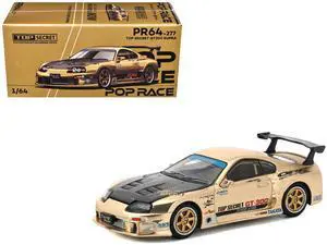 Toyota Supra "Top Secret" GT300 RHD (Right Hand Drive) Gold Metallic with Carbon Hood 1/64 Diecast Model Car by Pop Race