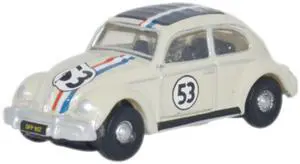 Volkswagen Beetle #53 Beige with Stripes and Black Top 1/148 (N) Scale Diecast Model Car by Oxford Diecast