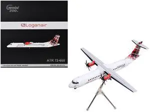 ATR 72-600 Commercial Aircraft "Loganair - Scotland's Airline" White with Red Plaid Tail 1/200 Diecast Model by GeminiJets