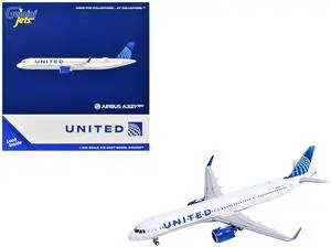 Airbus A321neo Commercial Aircraft "United Airlines" (N14502) White with Blue Tail 1/400 Diecast Model by GeminiJets