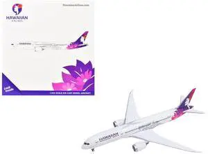 Boeing 787-9 Commercial Aircraft "Hawaiian Airlines" (N781HA) White with Purple Tail Graphics 1/400 Diecast Model by GeminiJets