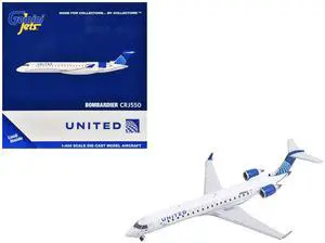 Bombardier CRJ550 Commercial Aircraft "United Express" (N506GJ) White with Blue Tail 1/400 Diecast Model by GeminiJets