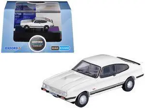 Ford Capri Mk3 RHD (Right Hand Drive) Diamond White with Black Stripes 1/148 (N) Scale Diecast Model Car by Oxford Diecast