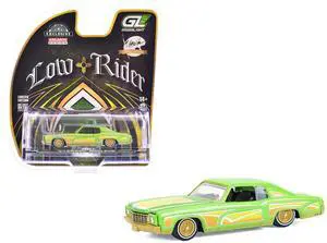 1970 Chevrolet Monte Carlo Lowrider "Michael Heralda Special Ed" Lime Green with Graphics 1/64 Diecast Model Car by Greenlight