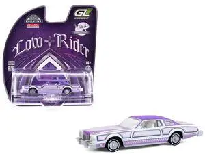 1973 Ford Thunderbird Lowrider Purple Metallic with Graphics and White Interior 1/64 Diecast Model Car by Greenlight