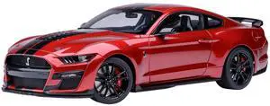 Ford Mustang Shelby GT500 Rapid Red Metallic with Black Stripes 1/18 Model Car by Autoart