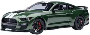 Ford Mustang Shelby GT500 Eruption Green Metallic with White Stripes 1/18 Model Car by Autoart