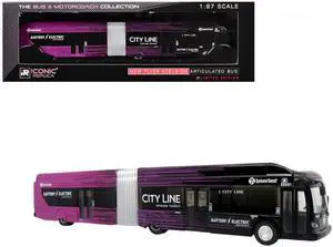 New Flyer Xcelsior XE60 Articulated Transit Bus "Spokane City" Black and Purple 1/87 (HO) Scale Diecast Model by Iconic Replicas