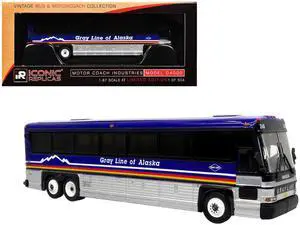 2001 MCI D4000 Coach Bus "Gray Line of Alaska" Dark Blue with Stripes Ltd Ed 1/87 (HO) Scale Diecast Model by Iconic Replicas