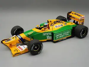 Benetton B192 #19 Winner F1 "Belgian GP" (1992) "Mythos Series" with Figure and Case 1/18 Model Car by Tecnomodel