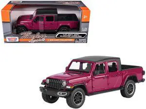 2021 Jeep Gladiator Overland Pickup Truck Purple with Matt Black Top 1/27 Diecast Model Car by Motormax