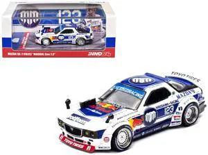 Mazda RX-7 (FD3S) RHD #123 "Pandem Rocket Bunny MADBUL Gen 7.3" White & Blue w/Graphics 1/64 Diecast Model Car by Inno Models