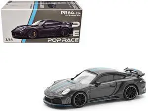 992 Stinger GTR Carbon Edition with Blue Stripe 1/64 Diecast Model Car by Pop Race