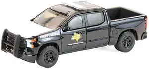 2023 Chevrolet Silverado Pickup Truck "Texas Highway Patrol" Black with White Hood 1/64 Diecast Model Cars by Greenlight