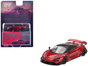McLaren 720S LB-Works Gem Red Metallic with Black Top Limited Edition 1/64 Diecast Model Car by Mini GT