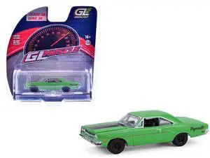 1970 Plymouth Road Runner Green with Black Hood Stripe "GreenLight Muscle" Series 1/64 Diecast Model Cars by Greenlight