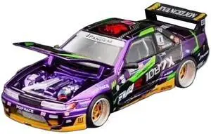 Nissan S13 1087X Pandem RHD "EVA RT Test Type-01" Purple Metallic w/Graphics "APA XPO 2025" 1/64 Diecast Model Car by Pop Race