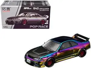 Skyline GT-R (R33) RHD Chameleon Chrome with Carbon Hood "APA XPO 2025 Exclusive" 1/64 Diecast Model Car by Pop Race