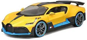 Bugatti Divo Yellow Metallic with Carbon and Blue Accents "Special Edition" 1/24 Diecast Model Car by Maisto