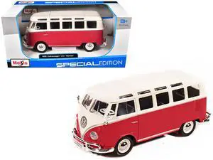 Maisto 31956r Volkswagen Samba Bus Red 1-25 Diecast Model Car