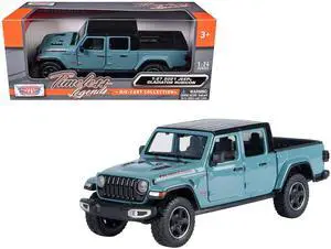 2021 Jeep Gladiator Rubicon (Closed Top) Pickup Truck Blue w/ Black Top 1/27 Diecast Model Car by Motormax