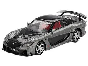 Mazda RX-7 "VeilSide Fortune7" Gray Metallic and Black with Red Interior 1/64 Diecast Model Car by Mini GT