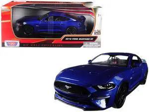 2018 Ford Mustang GT 5.0 Blue with Black Wheels 1/24 Diecast Model Car by Motormax