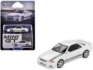Nissan Skyline GT-R (R32) RHD  "Veilside Combat C-I" White with Gray Stripes Limited Edition 1/64 Diecast Model Car by Mini GT