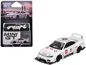 Nissan Silvia (S15) LB-Super Silhouette RHD #23 "Athlete" White with Graphics Limited Edition 1/64 Diecast Model Car by Mini GT