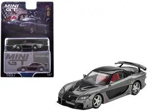 Mazda RX-7 "VeilSide Fortune7" Gray Metallic and Black with Red Interior 1/64 Diecast Model Car by Mini GT
