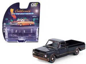 1972 Chevrolet C10 Pickup Truck Lowrider Black with Bronze Stripes 1/64 Scale Diecast Model Cars by Greenlight