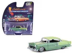 1956 Chevrolet Bel Air Lowrider Laurel Green Met & Yellow Two-Tone w/Green Interior 1/64 Scale Diecast Model Cars by Greenlight