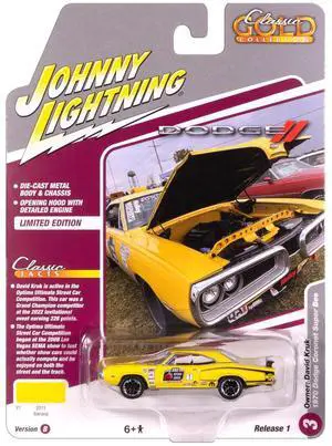 1970 Dodge Coronet Super Bee #1 "David Kruk" Banana Yellow with Black and Top 1/64 Diecast Model Cars by Johnny Lightning