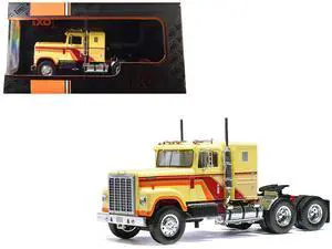 1980 International Transtar 4300 Truck Tractor Beige with Red and Orange Stripes 1/43 Diecast Model Car by IXO Models