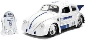 1959 Volkswagen Drag Beetle White with Graphics and R2-D2 Figure "Star Wars" Franchise 1/24 Diecast Model Car by Jada