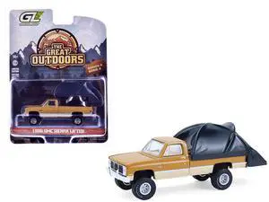 1986 GMC Sierra Lifted Truck Desert Sand and Doeskin Tan with Truck Bed Tent 1/64 Scale Diecast Model Cars by Greenlight