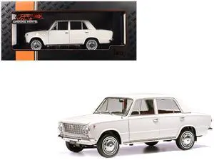 1970 Fiat 124 White with Red Interior 1/18 Diecast Model Car by IXO Models