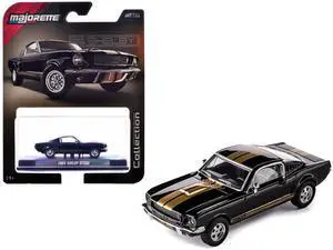 1965 Shelby GT350 Black with Gold Stripes "Collection" Series 1/64 Diecast Model Car by Majorette