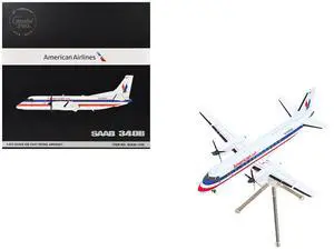 Saab 340B Commercial Aircraft "American Eagle" White with Red and Blue Stripes 1/200 Diecast Model Airplane by GeminiJets