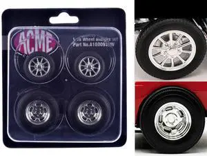 "Drag" Wheel and Tire Set of 4 pieces from 1961 Chevrolet Corvette Gasser for 1/18 Scale Models by ACME