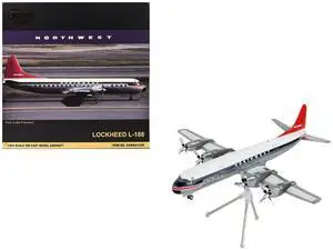 Lockheed L-188 Electra Commercial Aircraft White and Gray with Blue and Red Tail 1/200 Diecast Model Airplane by GeminiJets