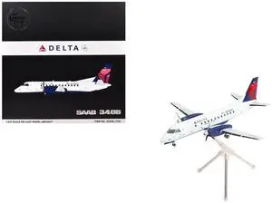 Saab 340B Commercial Aircraft White with Red and Blue Tail 1/200 Diecast Model Airplane by GeminiJets
