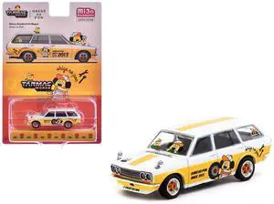 Datsun Bluebird 510 Wagon "Ohige no Pon" White with Orange & Graphics "Global64" Series 1/64 Diecast Model Car by Tarmac Works Datsun Bluebird 510 Wagon "Ohige no Pon" White with Orange & Graphics "Global64" Series 1/64 Diecast Model Car by Tarmac Works
